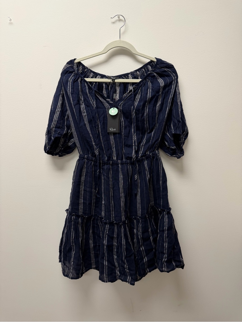 Rails Navy and White Striped Tiered Mini Dress